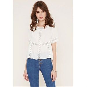 Forever 21 Crochet-Trim Pintucked Top